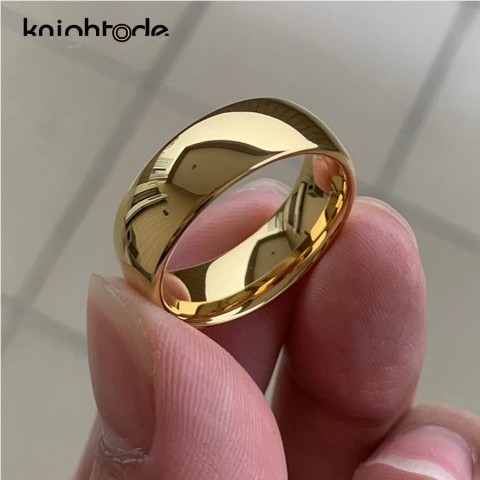 Classic Wedding Bands Tungsten Carbide Ring for Women and Men, Gold Color, Comfort Fit, 6mm & 8mm Width