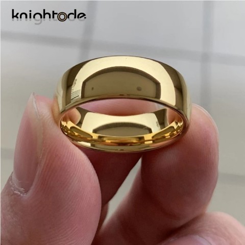 Classic Wedding Bands Tungsten Carbide Ring for Women and Men, Gold Color, Comfort Fit, 6mm & 8mm Width