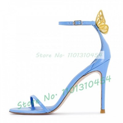 Blue Butterfly Accent Luxury High Heels Sandals for Women