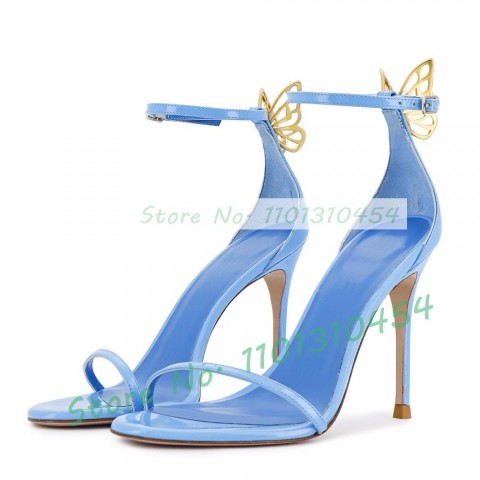Blue Butterfly Accent Luxury High Heels Sandals for Women