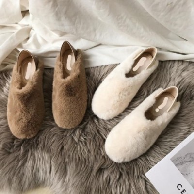 Winter Warm Women's Fleece Slippers - Solid Color Outdoor Flat Bottom