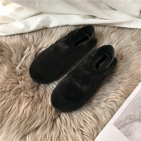 Winter Warm Women's Fleece Slippers - Solid Color Outdoor Flat Bottom