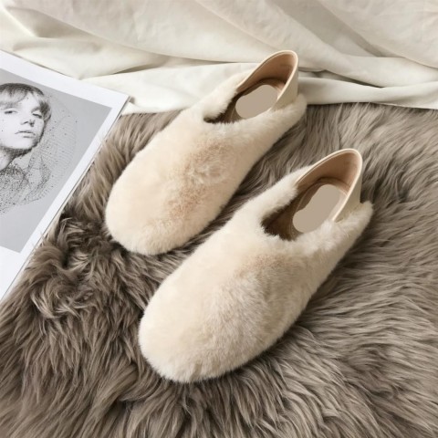 Winter Warm Women's Fleece Slippers - Solid Color Outdoor Flat Bottom