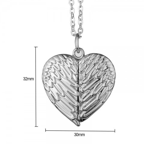 Winged Openable Heart Pendant Necklace for Women
