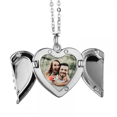 Winged Openable Heart Pendant Necklace for Women