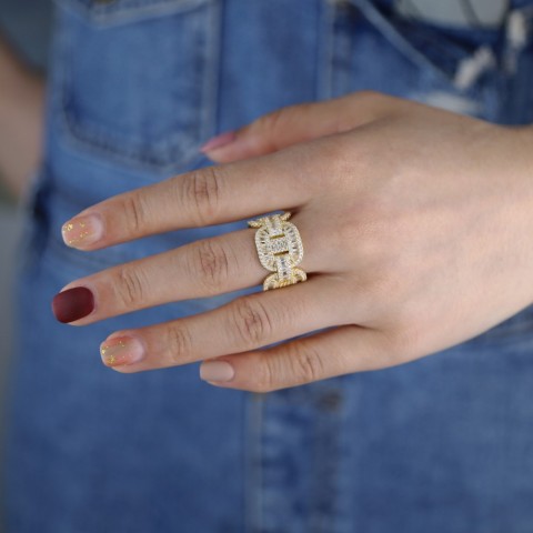 Iced Out Rectangle CZ Band Ring for Men and Women
