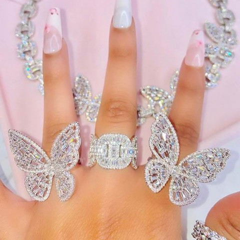 Iced Out Rectangle CZ Band Ring for Men and Women