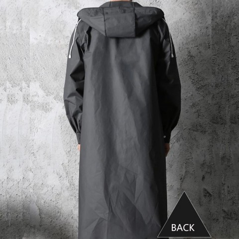Waterproof LG Black Hooded Raincoat for Men - Casual Trench Jacket with Down Filling