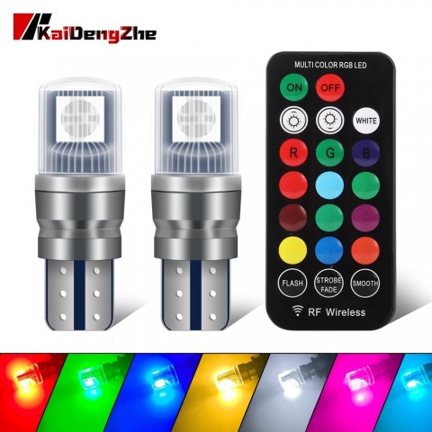 RGB T10 LED Remote Control Reading Lamp for Cars - Multi Color