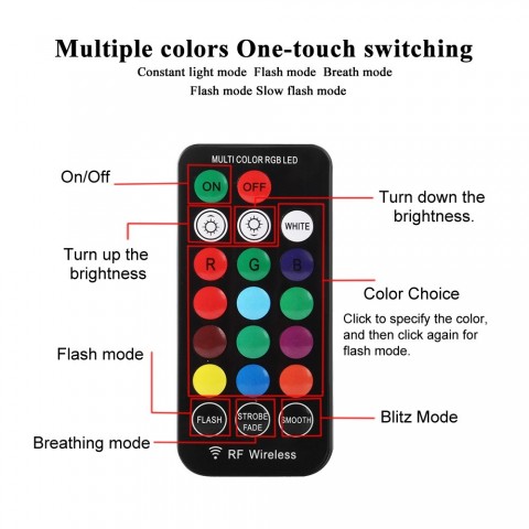 RGB T10 LED Remote Control Reading Lamp for Cars - Multi Color