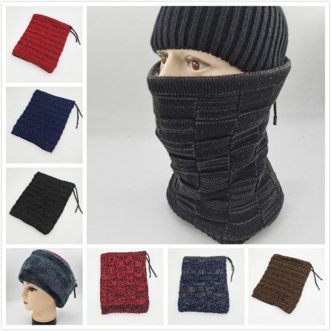 Timelesszeng2 Unisex Warm Knitted Cap Scarf with Velvet
