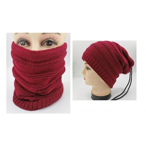 Timelesszeng2 Unisex Warm Knitted Cap Scarf with Velvet