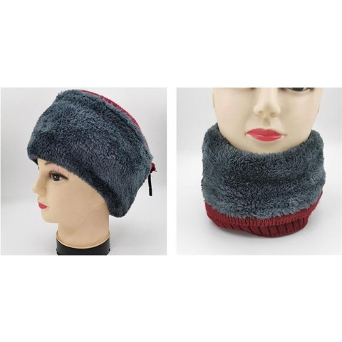 Timelesszeng2 Unisex Warm Knitted Cap Scarf with Velvet