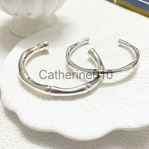 Luxury Open Silver Bangle Bracelets for Women - Gothic Design with Opal Stones