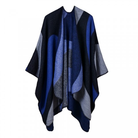 Luxury Women's Pashmina Poncho with Geometric Pattern for Warm Winter Wear M332