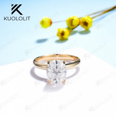 Kuololit 18K 14K Yellow Gold Oval Diamond Ring for Women - 3CT Engagement