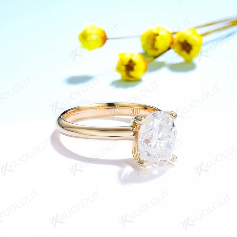 Kuololit 18K 14K Yellow Gold Oval Diamond Ring for Women - 3CT Engagement