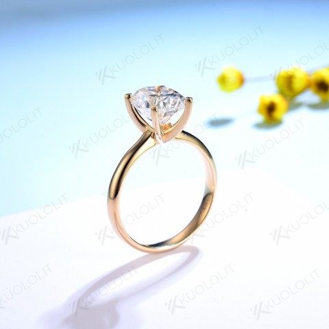 Kuololit 18K 14K Yellow Gold Oval Diamond Ring for Women - 3CT Engagement