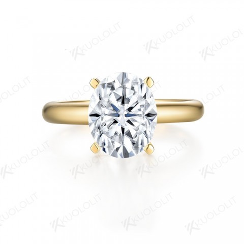 Kuololit 18K 14K Yellow Gold Oval Diamond Ring for Women - 3CT Engagement