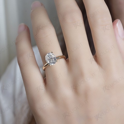 Kuololit 18K 14K Yellow Gold Oval Diamond Ring for Women - 3CT Engagement