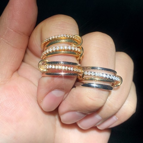 Colorful Multi-Piece Stackable Full Finger CZ Rings for Women in 3 Colors - CL250207