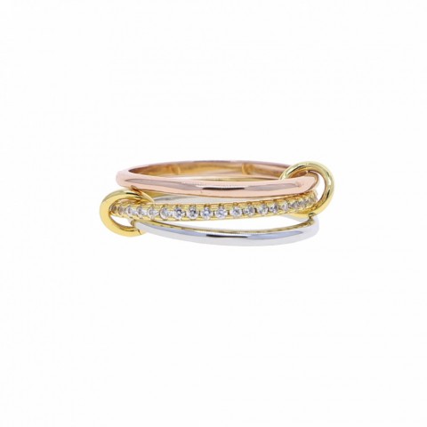 Colorful Multi-Piece Stackable Full Finger CZ Rings for Women in 3 Colors - CL250207