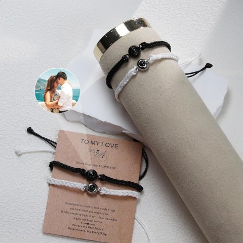 Personalized Stainless Steel Love Bracelets Set for Valentine's Gift