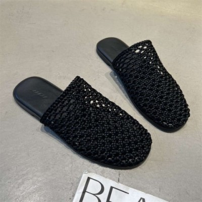 2025 Summer Korean Fresh Artisan Weave Flat Sole Outerwear Slip-On Shoes