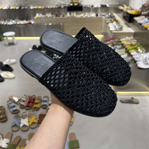 2025 Summer Korean Fresh Artisan Weave Flat Sole Outerwear Slip-On Shoes