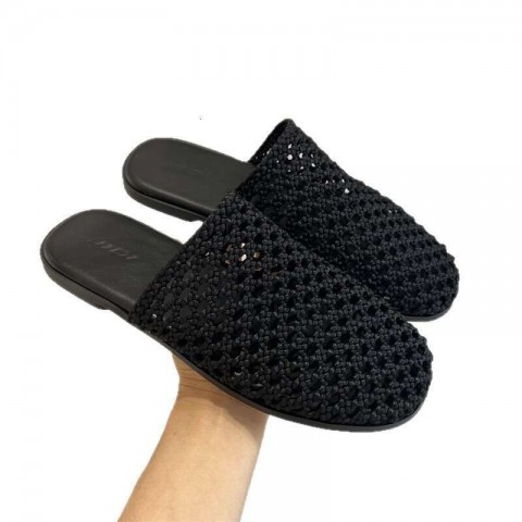 2025 Summer Korean Fresh Artisan Weave Flat Sole Outerwear Slip-On Shoes