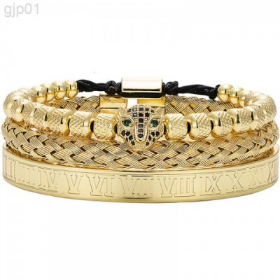 Leopard Braided Stainless Steel Bracelet Set by Jewelry Brand