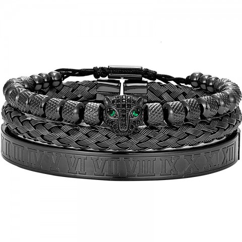 Leopard Braided Stainless Steel Bracelet Set by Jewelry Brand
