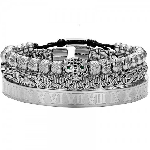 Leopard Braided Stainless Steel Bracelet Set by Jewelry Brand