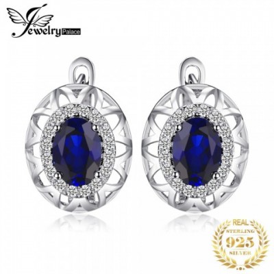 Elegant Women's 925 Sterling Silver Oval Blue Sapphire Ring & Earrings Set