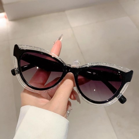 KAMMPT Women's Fashion Cat Eye Gradient Sunglasses 2025 Hollow Rim Vintage Eyewear