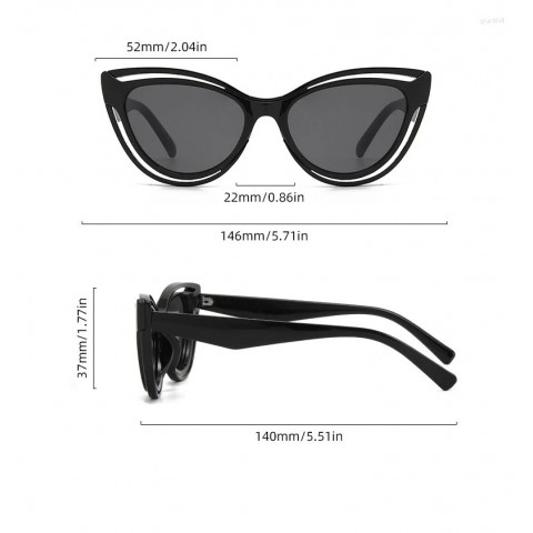 KAMMPT Women's Fashion Cat Eye Gradient Sunglasses 2025 Hollow Rim Vintage Eyewear