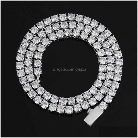 Bracelet & Necklace Set for Men, Bohemian Style Spring Buckle Zircon Chain, Real Gold Plating, One Row Diamond Drop Jewelry