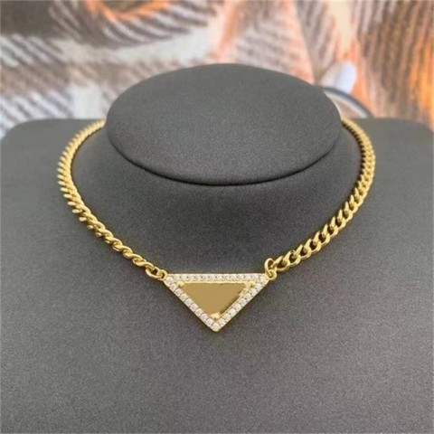 Luxury Unisex Cuban Chain Necklace with Heart & Triangle Pendants