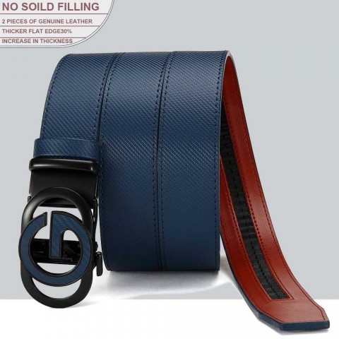 Elegant Men's Genuine Leather Belt with Golden Buckle for Business Wear