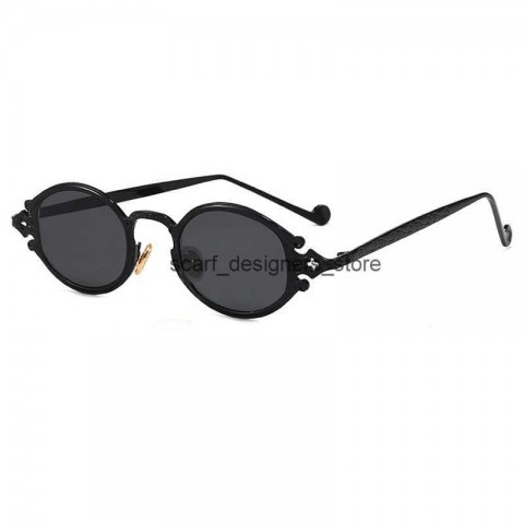 Sleek Cateye Steampunk Sunglasses for Men & Women - Oval Metal Frame with UV380 Protection