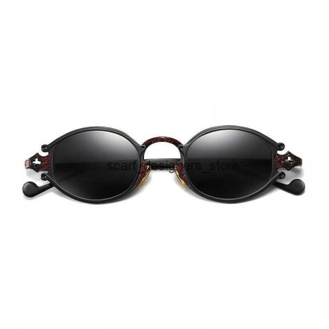 Sleek Cateye Steampunk Sunglasses for Men & Women - Oval Metal Frame with UV380 Protection