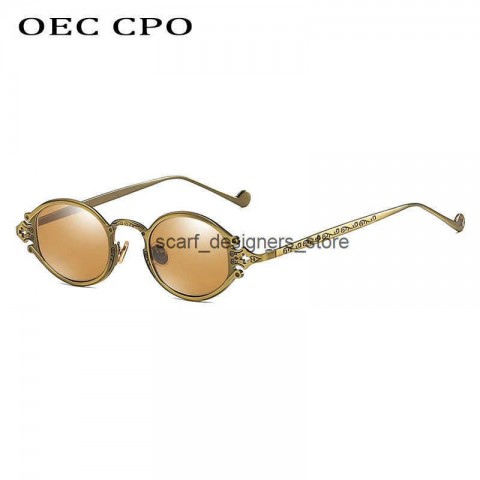 Sleek Cateye Steampunk Sunglasses for Men & Women - Oval Metal Frame with UV380 Protection