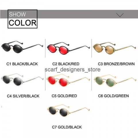 Sleek Cateye Steampunk Sunglasses for Men & Women - Oval Metal Frame with UV380 Protection