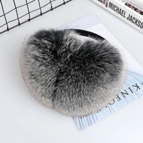 Real Fox Raccoon Fur Earmuffs for Cold Winter