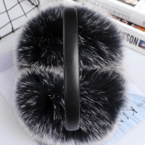 Real Fox Raccoon Fur Earmuffs for Cold Winter