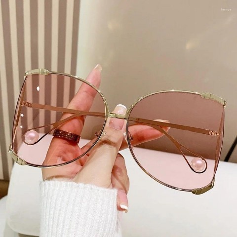 Luxury Pearl Y2K Oversize Square Sunglasses for Women
