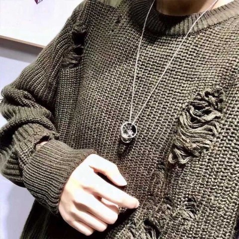 Designer Titanium Steel Alloy Donkey Family Ring Necklace, Removable Three-in-One, Fashion Men's Women's Couple Gift