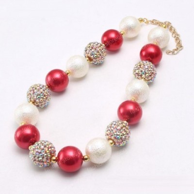 Newest Chunky Beads Necklace for Kids - Red Gold Color Y2K Style