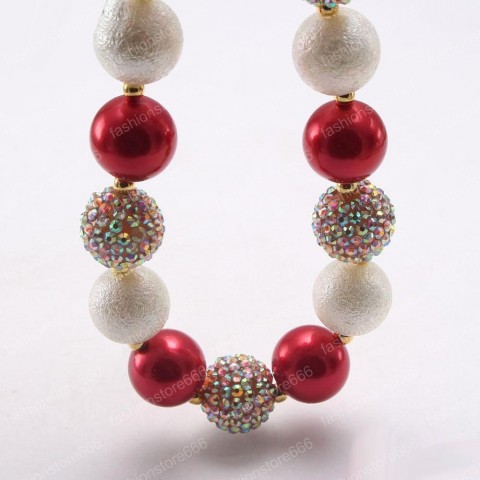 Newest Chunky Beads Necklace for Kids - Red Gold Color Y2K Style