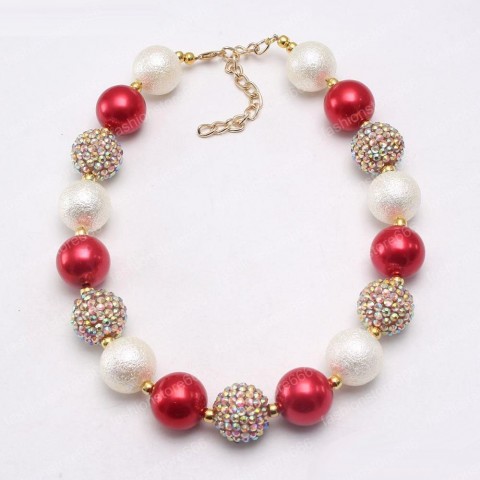 Newest Chunky Beads Necklace for Kids - Red Gold Color Y2K Style